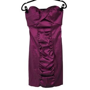 Xscape Metallic Magenta Strapless Mini Dress‎